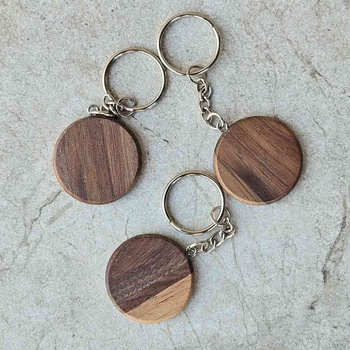 American walnut round keychain ∅35 mm