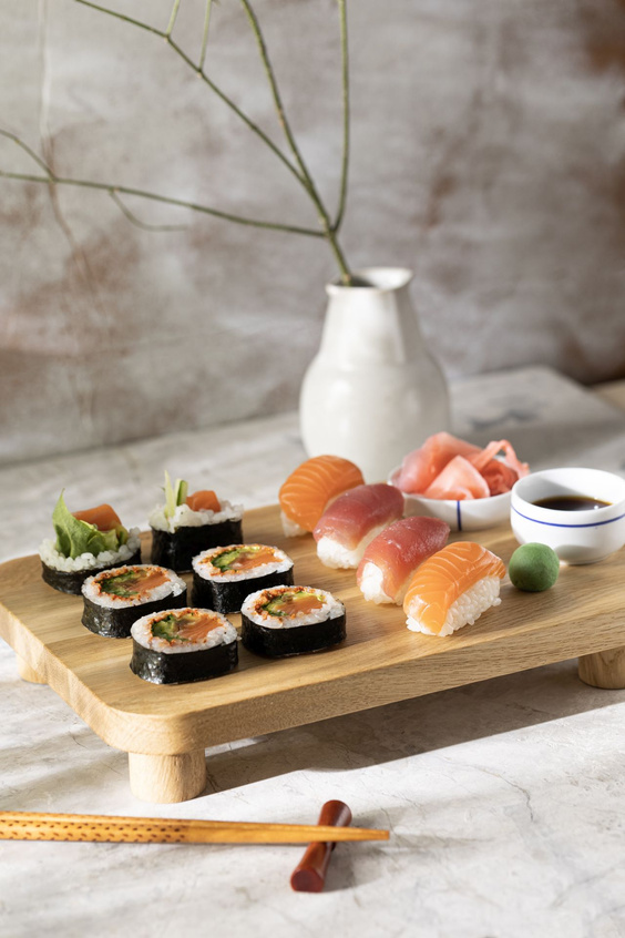 Oak display deco sushi tray 290x200x50 mm