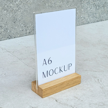 Wooden menu stand with plexi 3DL+ LOGO 105x50x40 mm