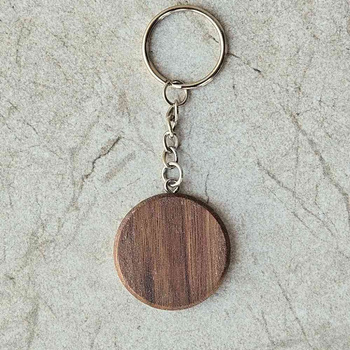 American walnut round keychain ∅35 mm