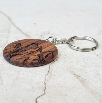 American walnut round keychain ∅35 mm