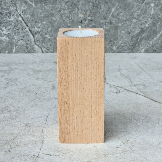 Beech tealight candle holder 50x50x120mm