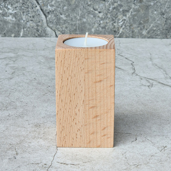 Beech tealight candle holder 50x50x90mm