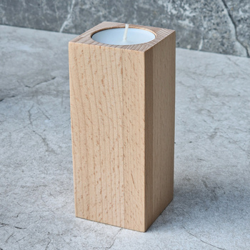 Beech tealight candle holder 50x50x120mm