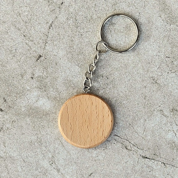 Beech round keychain ∅35 mm