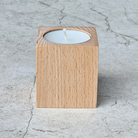 Beech tealight candle holder 50x50x60mm