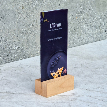 Wooden menu stand  3DL + LOGO