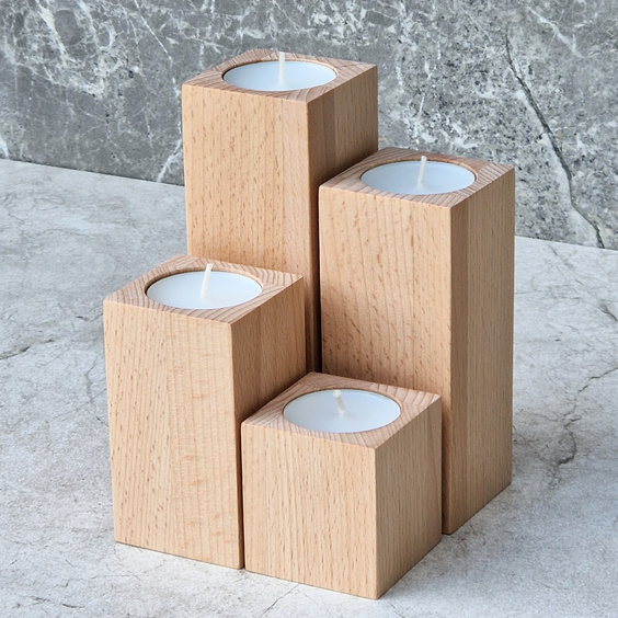 Beech advent candle holders- set of 4