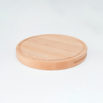 Thick beech round cutting board with groove ∅350x40 mm