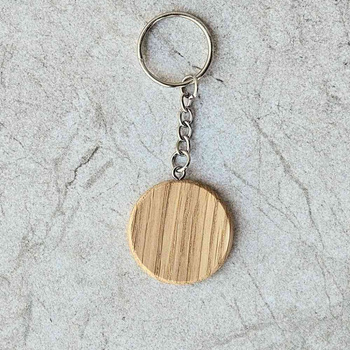 American walnut round keychain ∅35 mm